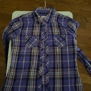 Justice brand purple plaid shirt